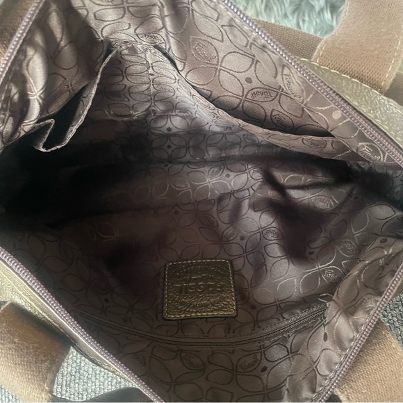 Fossil Metallic Brown  Leather Crossbody Bag - Picture 12 of 14